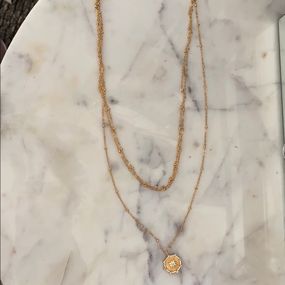Ettika Layered Necklace Compass  18k Gold Plated - Picture 2 of 4
